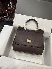 	 Kitlife Dolce & Gabbana Medium Sicily Tote Dark Brown Leather Tote Bag - 25×20×12cm - 1