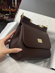 	 Kitlife Dolce & Gabbana Medium Sicily Tote Dark Brown Leather Tote Bag - 25×20×12cm - 4