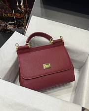 	 Kitlife Dolce & Gabbana Medium Sicily Tote Burgundy Leather Tote Bag - 25×20×12cm - 1