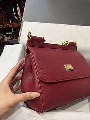 	 Kitlife Dolce & Gabbana Medium Sicily Tote Burgundy Leather Tote Bag - 25×20×12cm - 3