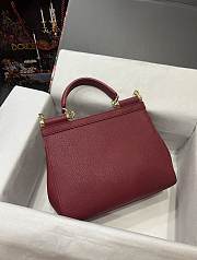 	 Kitlife Dolce & Gabbana Medium Sicily Tote Burgundy Leather Tote Bag - 25×20×12cm - 2
