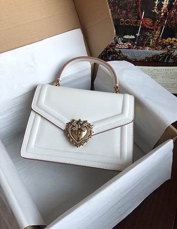 	 Kitlife Dolce & Gabbana Devotion White Leather Bag - 24x17x9cm