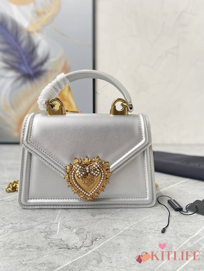 	 Kitlife Dolce & Gabbana Devotion Silver Leather Bag - 24x17x9cm - 1