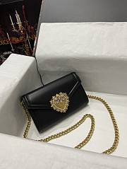 	 Kitlife Dolce & Gabbana Devotion Small Black Leather Shoulder Bag - 11.5*18.5*3.5cm - 2