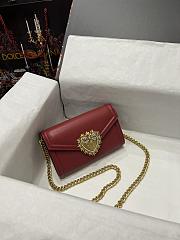 	 Kitlife Dolce & Gabbana Devotion Small Red Leather Shoulder Bag - 11.5*18.5*3.5cm - 4