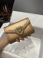 	 Kitlife Dolce & Gabbana Devotion Small Gold Leather Shoulder Bag - 11.5*18.5*3.5cm - 1