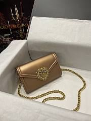 	 Kitlife Dolce & Gabbana Devotion Small Gold Leather Shoulder Bag - 11.5*18.5*3.5cm - 5