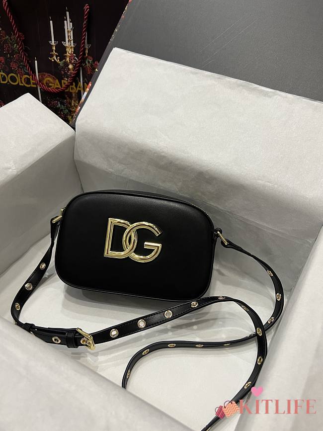 Kitlife Dolce & Gabbana Leather DG Logo Shoulder Bag Black - 12*19*5.5cm - 1