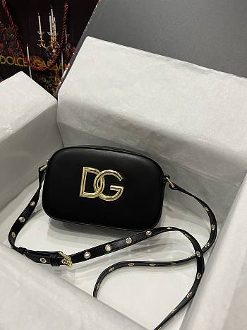 Kitlife Dolce & Gabbana Leather DG Logo Shoulder Bag Black - 12*19*5.5cm