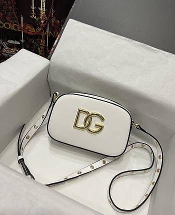 Kitlife Dolce & Gabbana Leather DG Logo Shoulder Bag White - 12*19*5.5cm