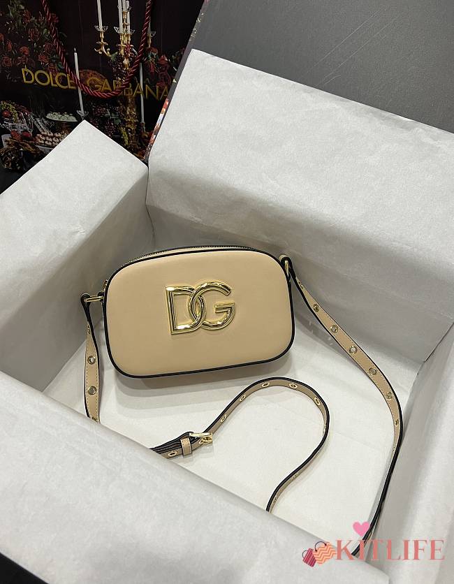 Kitlife Dolce & Gabbana Leather DG Logo Shoulder Bag Beige - 12*19*5.5cm - 1