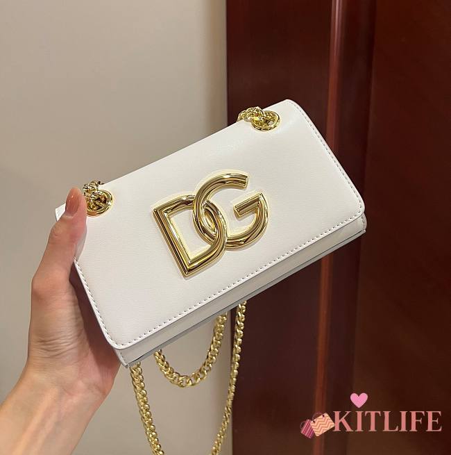 Kitlife Dolce & Gabbana White DG Logo Chained Crossbody Bag - 21*13*3.5cm - 1