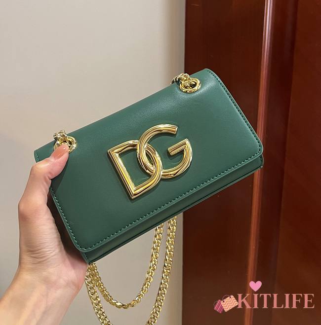 	 Kitlife Dolce & Gabbana Green DG Logo Chained Crossbody Bag - 21*13*3.5cm - 1