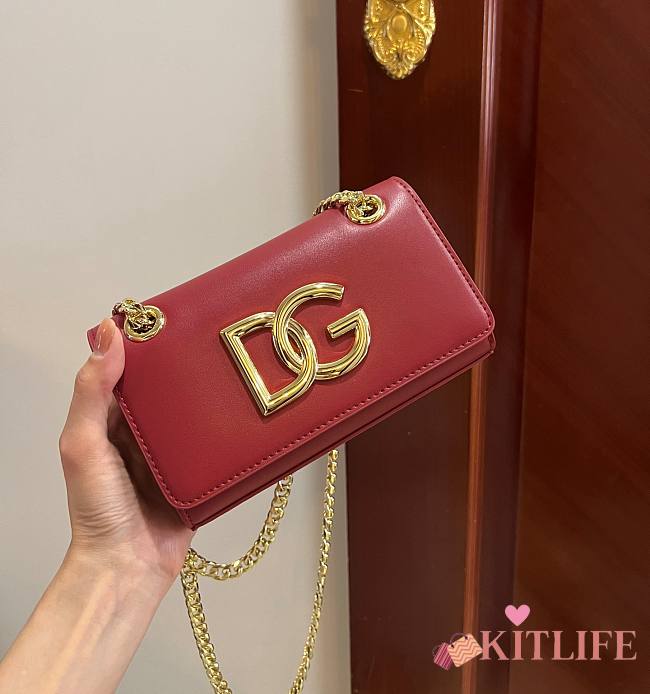 	 Kitlife Dolce & Gabbana Red DG Logo Chained Crossbody Bag - 21*13*3.5cm - 1