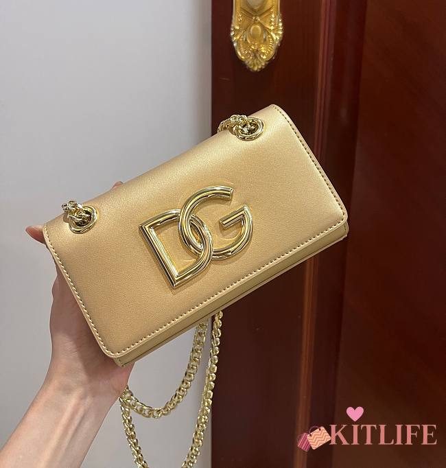 	 Kitlife Dolce & Gabbana Gold DG Logo Chained Crossbody Bag - 21*13*3.5cm - 1