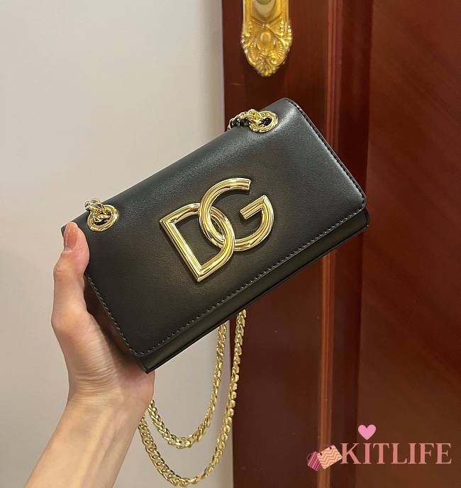 	 Kitlife Dolce & Gabbana Black DG Logo Chained Crossbody Bag - 21*13*3.5cm - 1