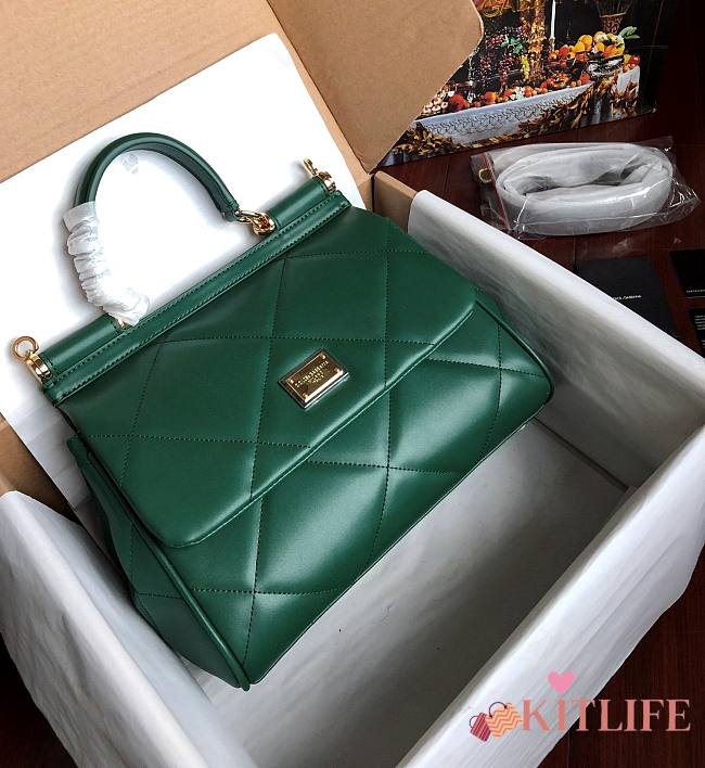 	 Kitlife Dolce & Gabbana quilted Sicily tote bag green - 25cm - 1