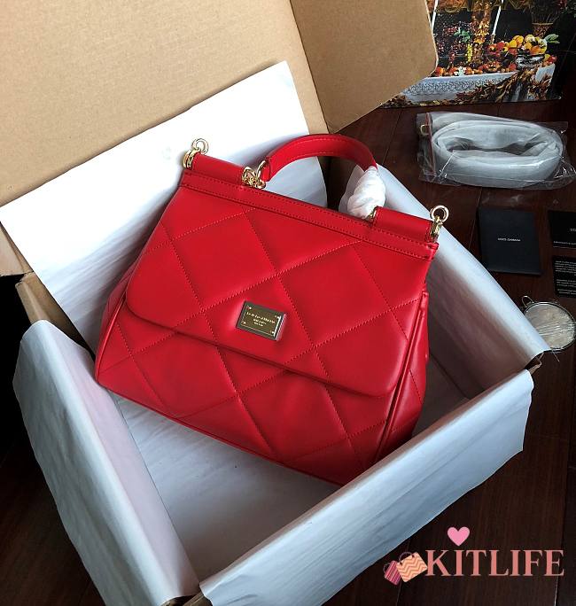 	 Kitlife Dolce & Gabbana quilted Sicily tote bag red - 25cm - 1