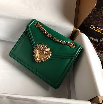 Kitlife Dolce & Gabbana Devotion Leather Bag Green - 20.5x15.5x4.5cm