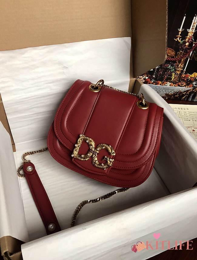 	 Kitlife Dolce & Gabbana Amore Leather Red Bag - 22*7.5*18 cm - 1