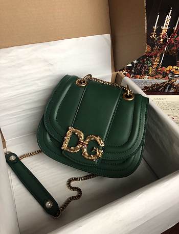 	 Kitlife Dolce & Gabbana Amore Leather Green Bag - 22*7.5*18 cm