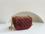 	 Kitlife Chanel SMALL BOY CHANEL MESSENGER BAG Velvet & Gold Metal Burgundy - 15x9.5x4.5cm - 2