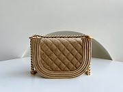 	 Kitlife Chanel BOY CHANEL MESSENGER BAG Velvet & Gold Metal Beige - 12.5x18x6cm - 4