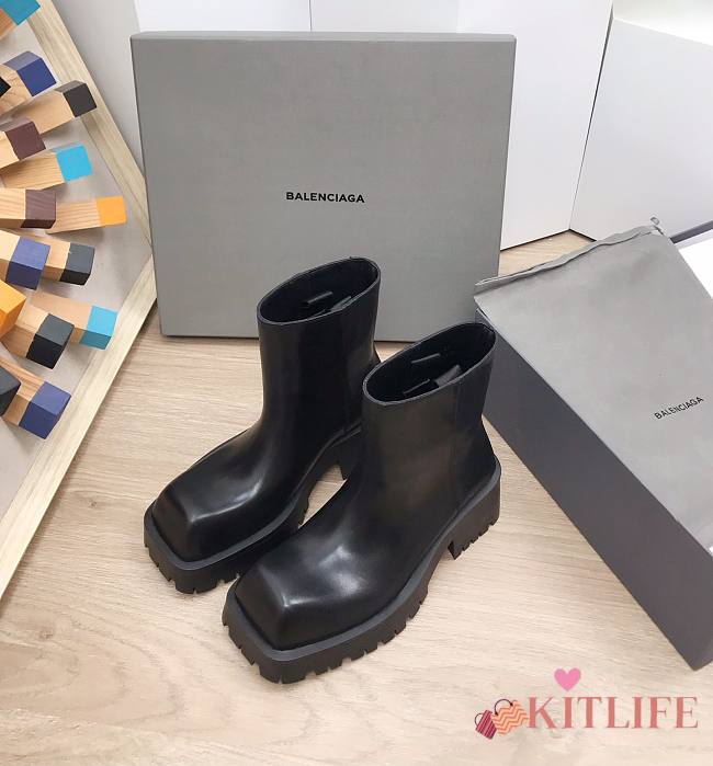 Kitlife Balenciaga Trooper leather ankle boots - Black - 1