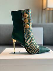 Kitlife Balmain Green Roni Monogram Jacquard Ankle Boots - 5