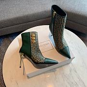 Kitlife Balmain Green Roni Monogram Jacquard Ankle Boots - 4