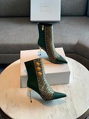 Kitlife Balmain Green Roni Monogram Jacquard Ankle Boots - 2