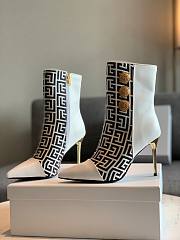 	 Kitlife Balmain White Roni Monogram Jacquard Ankle Boots - 1