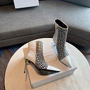 	 Kitlife Balmain White Roni Monogram Jacquard Ankle Boots - 5