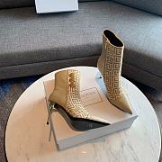 	 Kitlife Balmain Beige Roni Monogram Jacquard Ankle Boots - 5