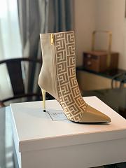 	 Kitlife Balmain Beige Roni Monogram Jacquard Ankle Boots - 3