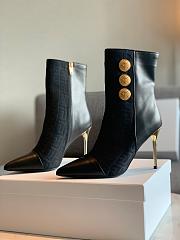 	 Kitlife Balmain All Black Roni Monogram Jacquard Ankle Boots - 1