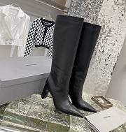 	 Kitlife Balenciaga LEATHER HIGH-HEEL ANKLE LONG BOOTS WITH WIDE LEG - 1