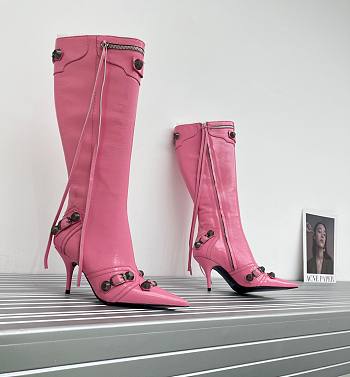 KITLIFE BALENCIAGA CAGOLE 90MM LONG BOOTS IN PINK