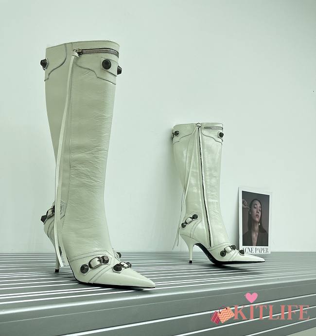 	 KITLIFE BALENCIAGA CAGOLE 90MM LONG BOOTS IN WHITE - 1