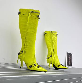 	 KITLIFE BALENCIAGA CAGOLE 90MM LONG BOOTS IN NEO YELLOW