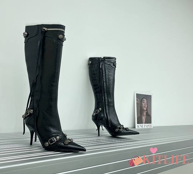 	 KITLIFE BALENCIAGA CAGOLE 90MM LONG BOOTS IN BLACK - 1