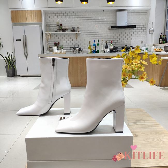 Kitlife Balenciaga High-heel platform leather boot in white - 1