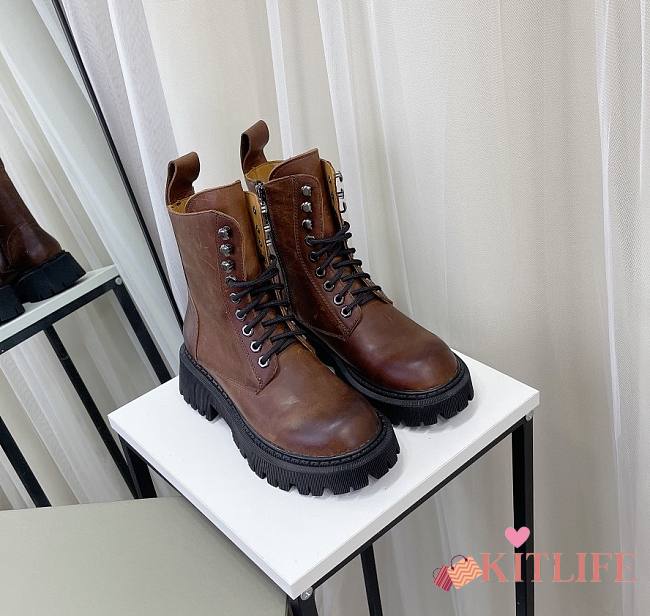 	 Kitlife Balenciaga Laced Leather Brown Boot - 1