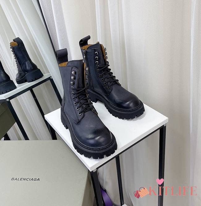 	 Kitlife Balenciaga Laced Leather Black Boot - 1