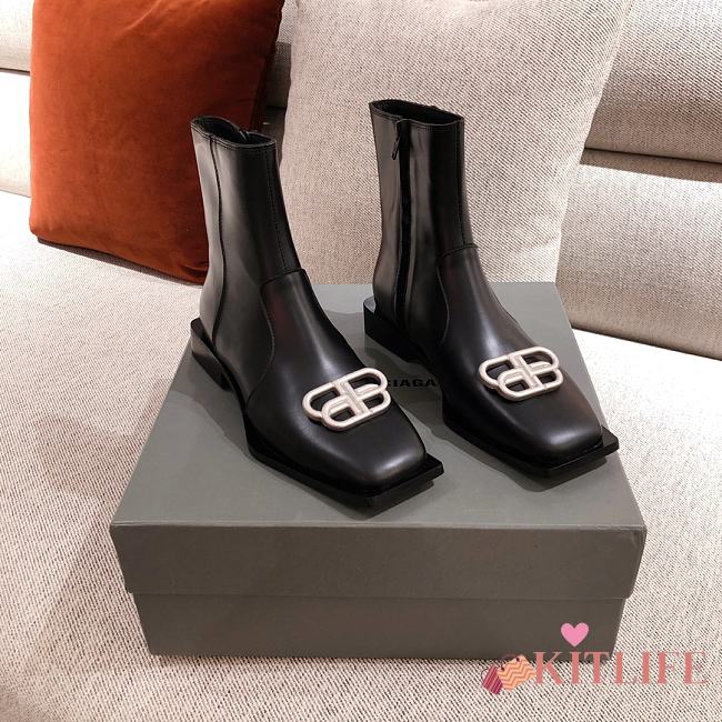 Kitlife Balenciaga Black Rim BB Zipped Short Boots - 1