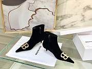 Kitlife Balenciaga Black BB Velvet Leather Ankle Boots - 2