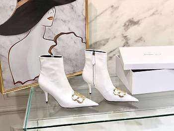 	 Kitlife Balenciaga White BB Patent Leather Ankle Long Boots