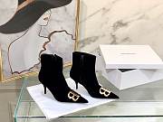 	 Kitlife Balenciaga Black BB Velvet Leather Ankle Long Boots - 1