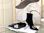 	 Kitlife Balenciaga Black BB Velvet Leather Ankle Long Boots - 3