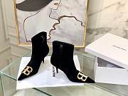 	 Kitlife Balenciaga Black BB Velvet Leather Ankle Long Boots - 2